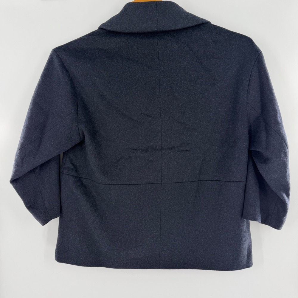 NA-KD Wool Blend Short Coat Navy Blue Double‎ Breasted Shawl Collar EU 36 NEW - Picture 11 of 11